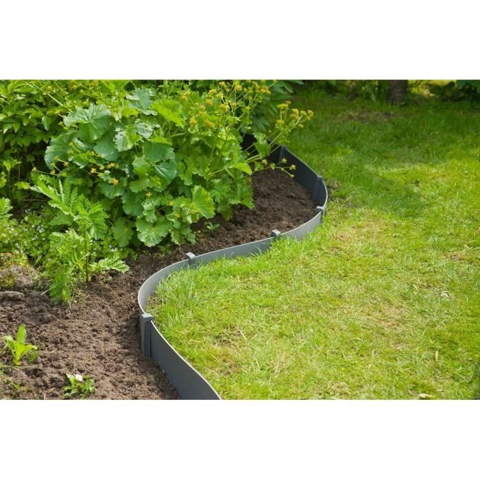 NATURE Garden Edging Stakes - Grey Polypropylene Anchors - Pack of 10
