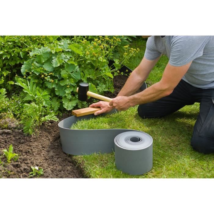 NATURE Garden Edging - 3 mm Thick - 15 cm High x 10 m Long - Grey