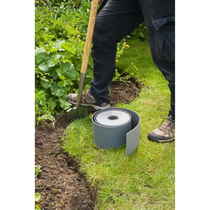 NATURE Garden Edging - 3 mm Thick - 15 cm High x 10 m Long - Grey