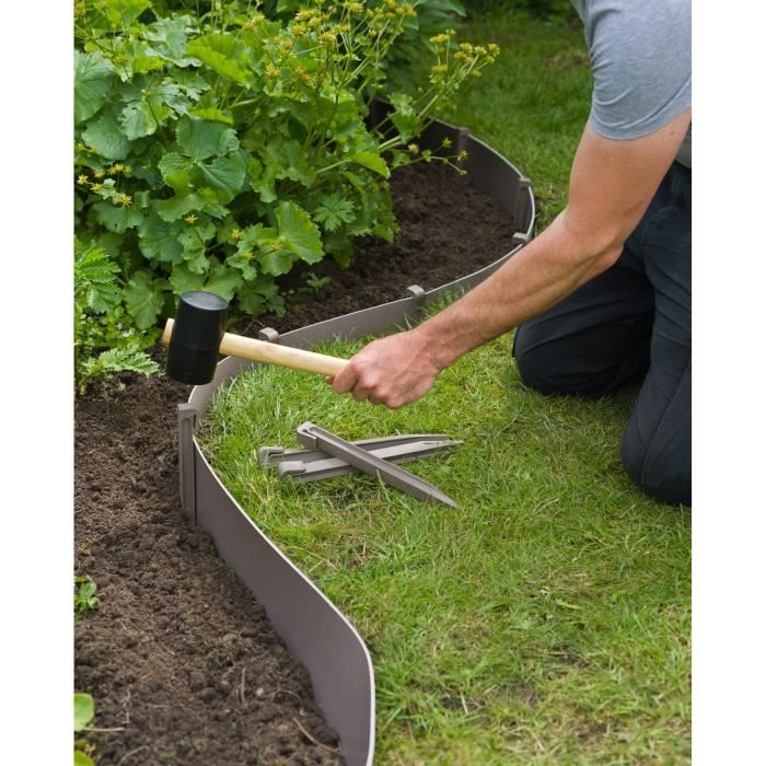 NATURE Garden Edging Anchors - H26.7 x 1.9 x 1.8 cm - Taupe Beige