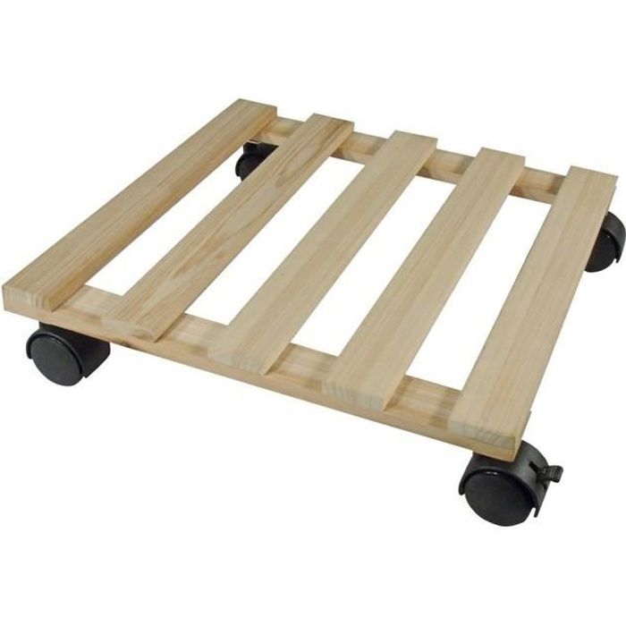 NATURE Plant Stand with Wheels - Fir - H7.4 x 35 x 35 cm
