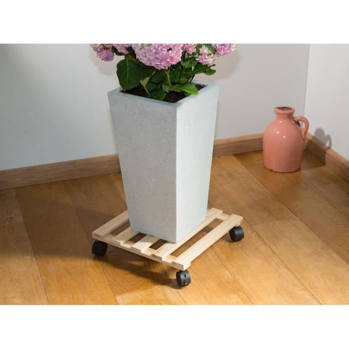 NATURE Plant Stand with Wheels - Fir - H7.4 x 35 x 35 cm