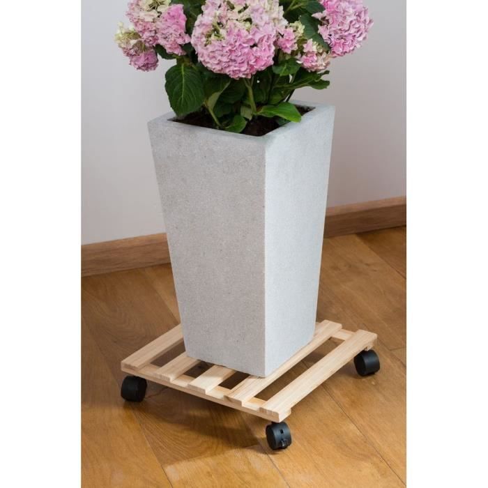 NATURE Plant Stand with Wheels - Fir - H7.4 x 35 x 35 cm