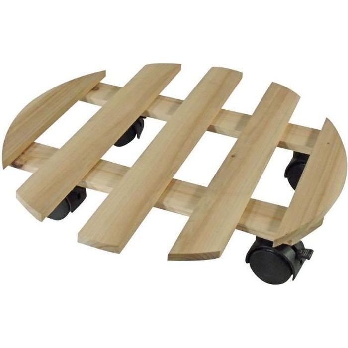 NATURE Plant Stand with Wheels - Fir - H7.4 x Ø35 cm