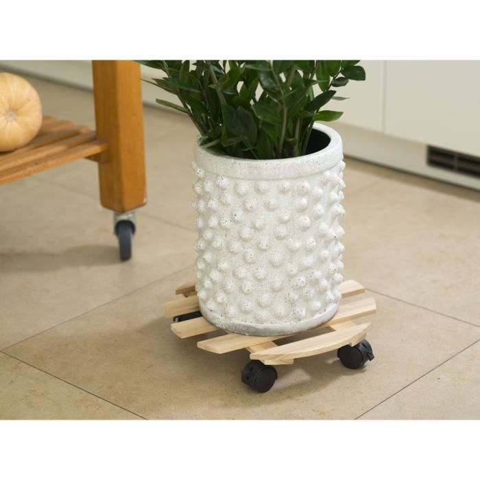 NATURE Plant Stand with Wheels - Fir - H7.4 x Ø35 cm