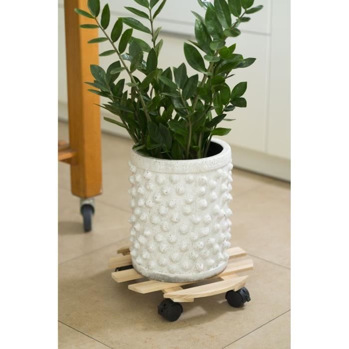 NATURE Plant Stand with Wheels - Fir - H7.4 x Ø35 cm