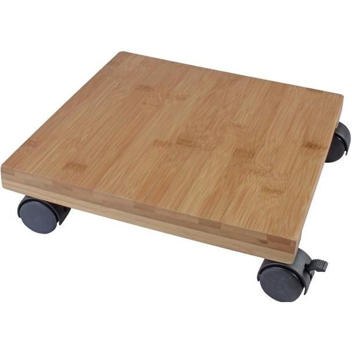 NATURE Plant Stand with Wheels - Bamboo Composite - H8 x 30 x 30 cm