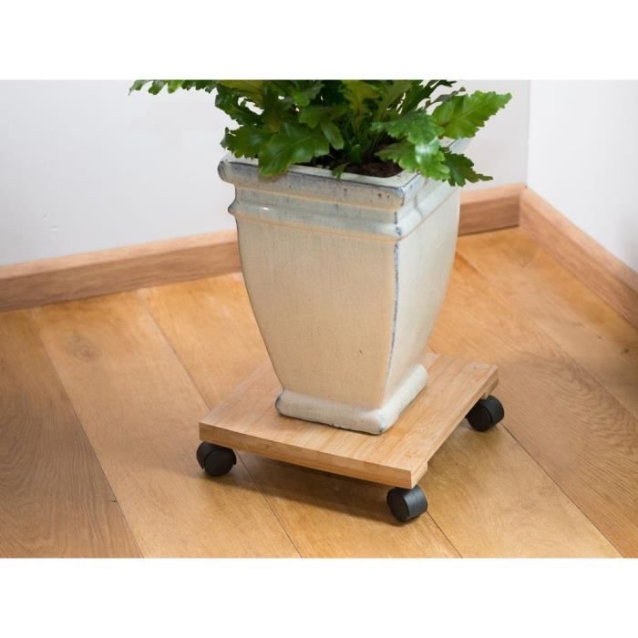 NATURE Plant Stand with Wheels - Bamboo Composite - H8 x 30 x 30 cm
