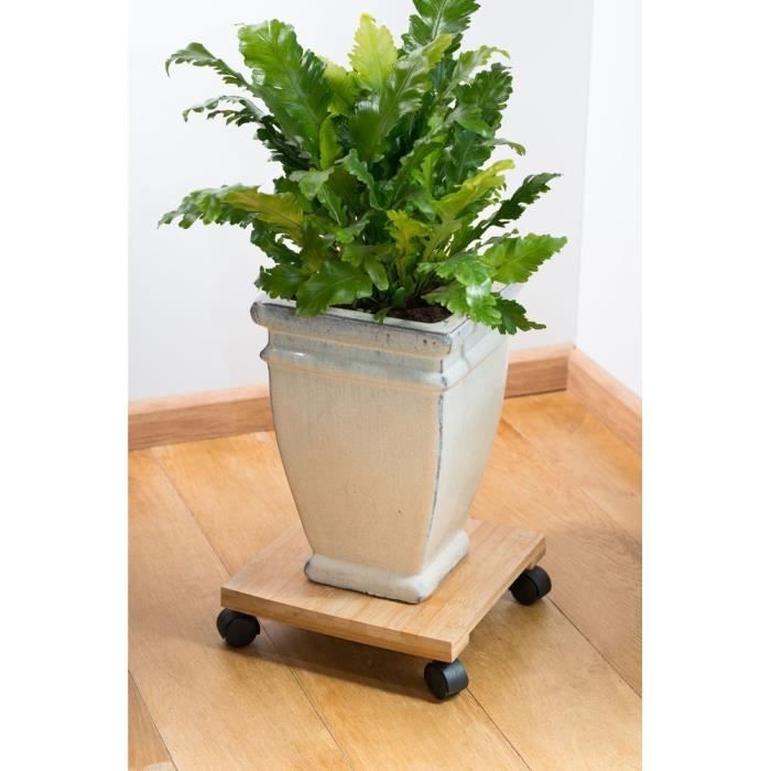 NATURE Plant Stand with Wheels - Bamboo Composite - H8 x 30 x 30 cm