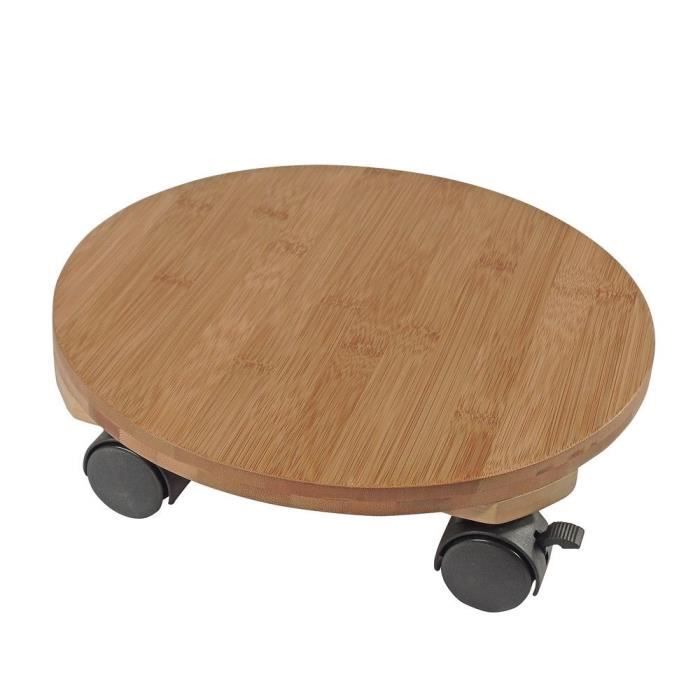 NATURE Plant Stand with Wheels - Bamboo Composite - H8 x Ø30 cm