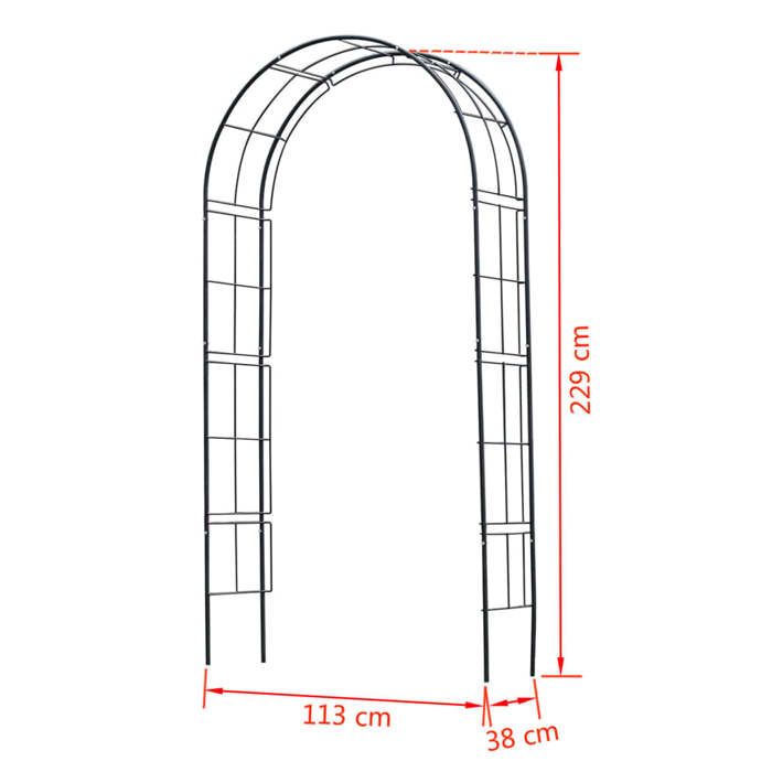 NATURE Steel Arch Pergola - 113 x 38 x H229 cm - Black 113x38xH229cm