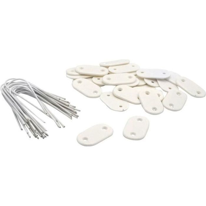 NATURE Set of 26 Mesh Fasteners - White - Includes 14 cm Plastic-Coated Wire