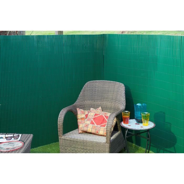 NATURE Double-Sided PVC Reed Screen - 1 x 3 m - 1600 g/m² - Opacity 4/5 - UV Resistant - Green