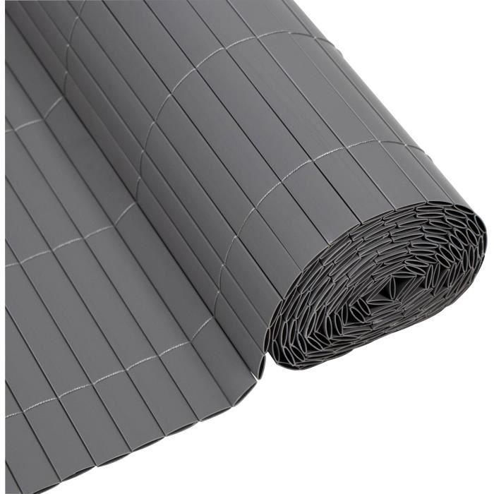 NATURE Double-Sided PVC Reed Fencing - 1 x 3 m - 1600 g/m² - Opacity 4/5 - UV Resistant - Light Grey