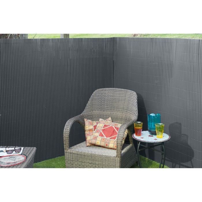 NATURE Double-Sided PVC Reed Fencing - 1 x 3 m - 1600 g/m² - Opacity 4/5 - UV Resistant - Anthracite