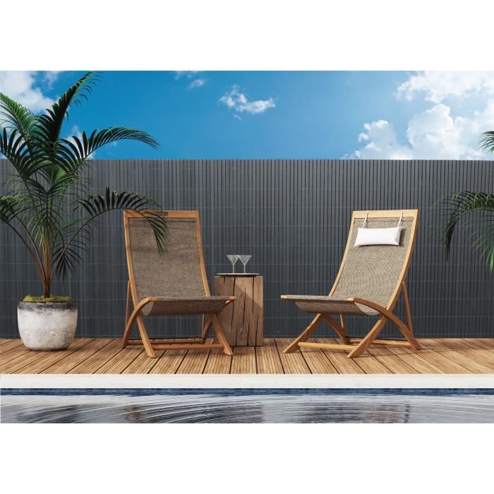 NATURE Double-Sided PVC Reed Fencing - 1 x 3 m - 1600 g/m² - Opacity 4/5 - UV Resistant - Anthracite