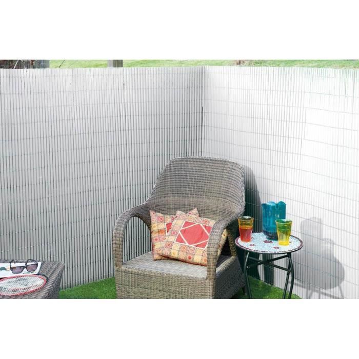 NATURE Double-Sided PVC Reed Screen - 1 x 3 m - 1600 g/m² - Opacity 4/5 - UV Resistant - White