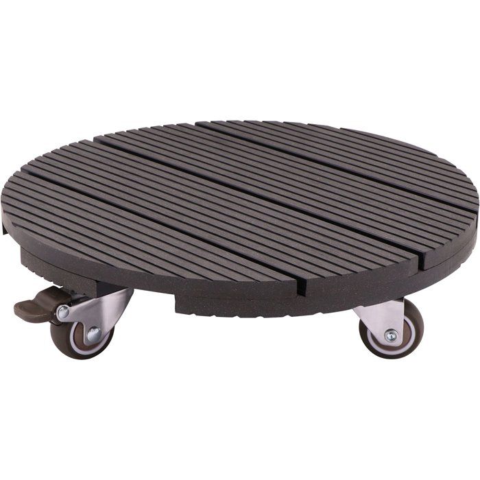 NATURE Plant Pot Stand with Wheels - WPC - H7.5 x Ø30 cm - Anthracite