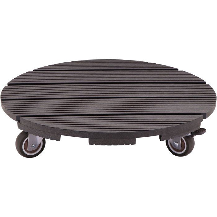 NATURE Plant Pot Stand with Wheels - WPC - H8.6 x Ø38 cm - Anthracite