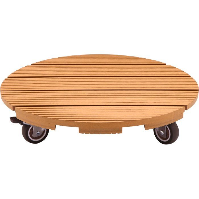 NATURE Plant Pot Stand with Wheels - WPC - H8.6 x Ø38 cm - Wood