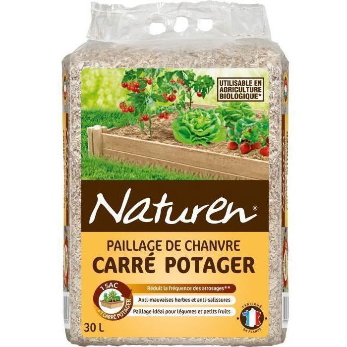 UAB 30 L Square Vegetable Garden Mulch - 30 L = 1.5m² - Prevents Weed Growth - NATCHA3