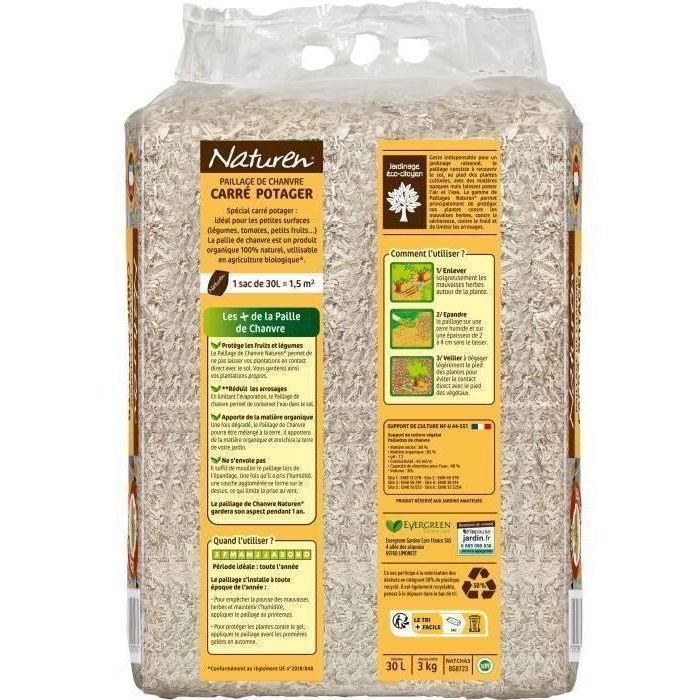 UAB 30 L Square Vegetable Garden Mulch - 30 L = 1.5m² - Prevents Weed Growth - NATCHA3