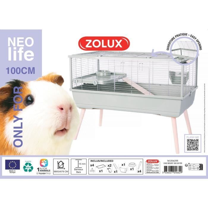 ZOLUX Elevated Wire Cage for Guinea Pigs Neolife - 99 x 54 x 79 cm - Green