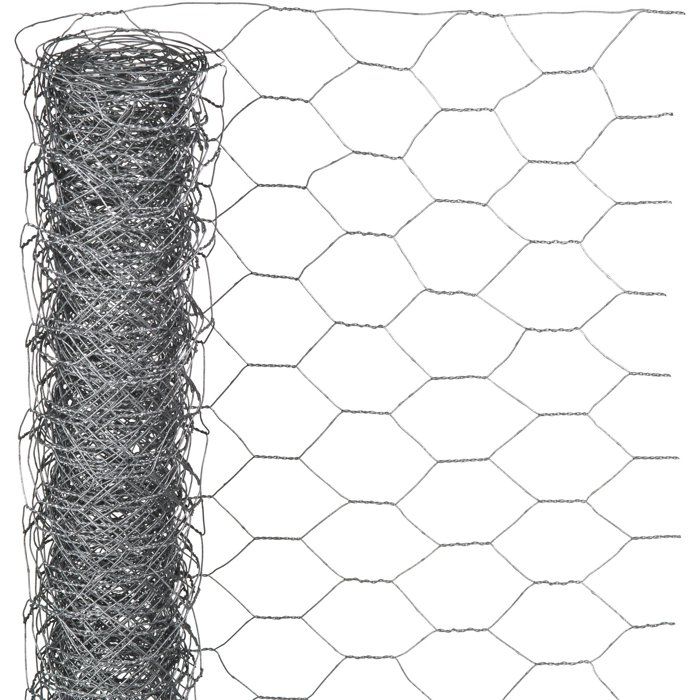 Grillage hexagonal galvanisé - NATURE - 0,5 x 3 m - Ep. 13 mm - Gris