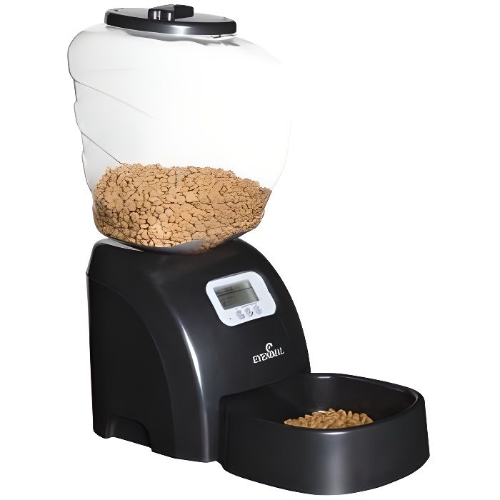 EYENIMAL Automatic Pet Food Dispenser - 5 kg - Black - For Cats and Small Dogs 45x20x47cm