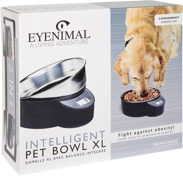 EYENIMAL Pet Bowl with Integrated Scale - XL - 1.8 L - Black