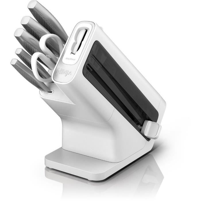 Knife Block - NINJA FOODI - StaySharp K62006EUWH - With Sharpener - Knife Set - 6 Pieces Sharpened - White