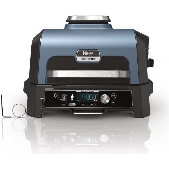 NINJA Electric Barbecue and Smoker - Woodfire Pro Connect XL OG901EU - 7 Cooking Programs - Integrated Thermometer