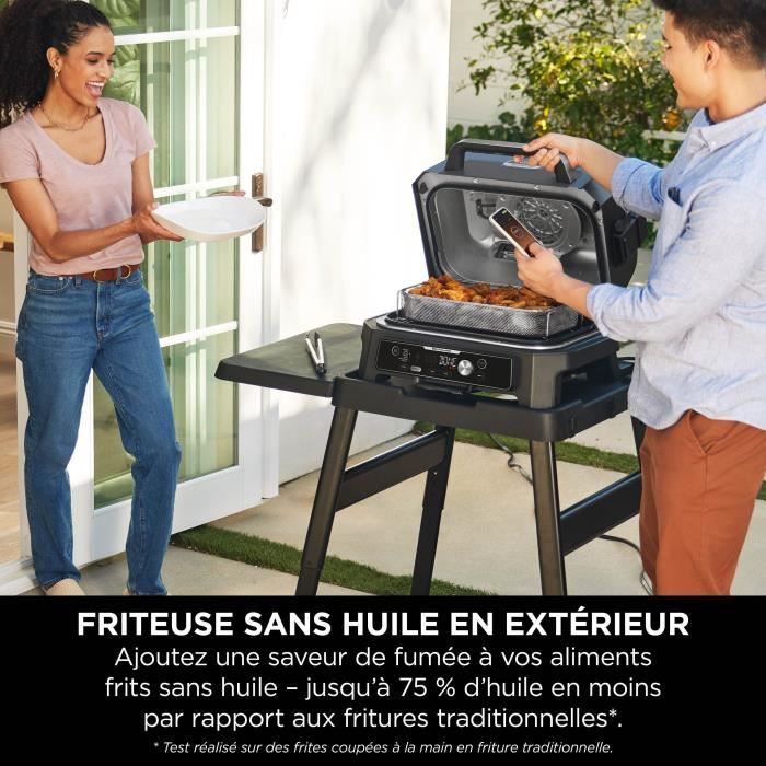 NINJA Electric Barbecue and Smoker - Woodfire Pro Connect XL OG901EU - 7 Cooking Programs - Integrated Thermometer