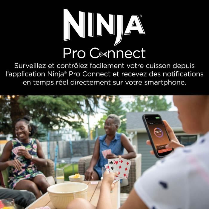NINJA Electric Barbecue and Smoker - Woodfire Pro Connect XL OG901EU - 7 Cooking Programs - Integrated Thermometer