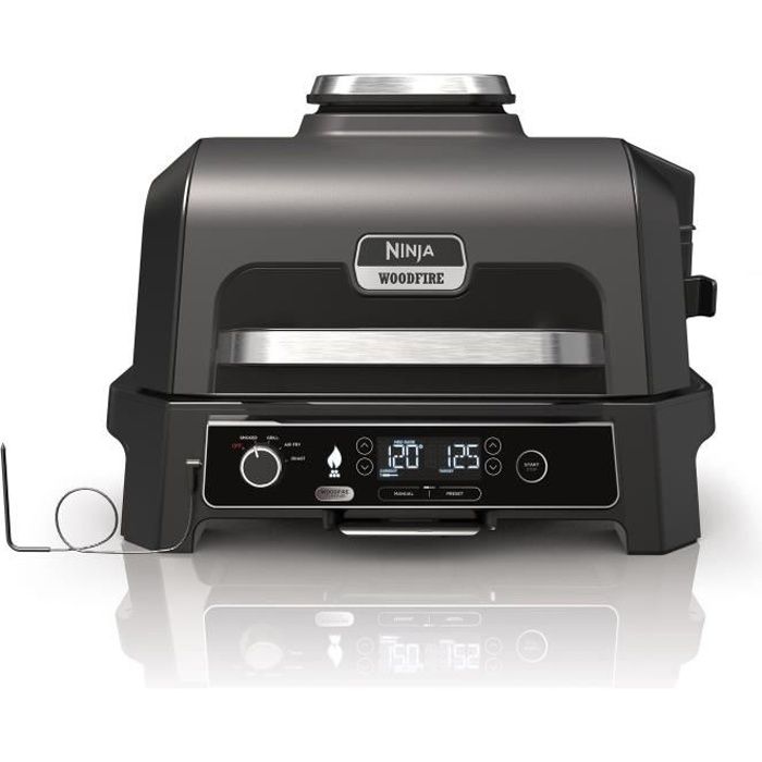 NINJA Electric Barbecue and Smoker - Woodfire Pro XL OG850EU - 4 Cooking Programs - Integrated Thermometer