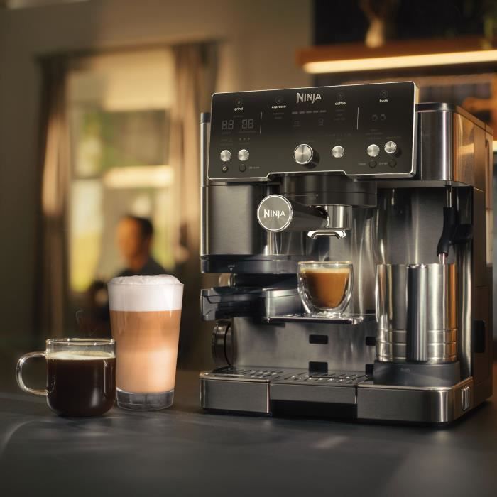 Machine a café 2-en-1 - NINJA LUXE - Café Essential Series - ES501EU - 1650 W - 9/11 bars - 250 gr - Noir / Inox
