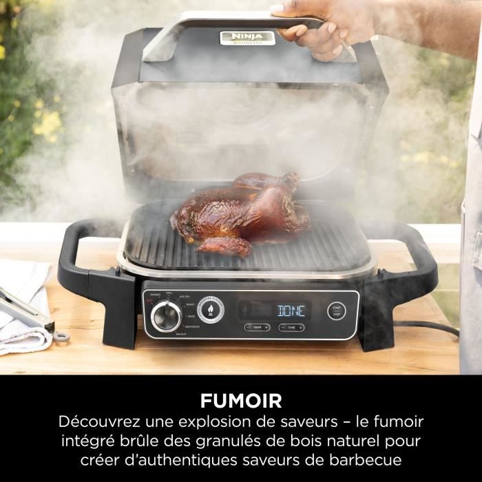 NINJA Electric Barbecue and Smoker - Woodfire OG701EU - 7 Cooking Programs