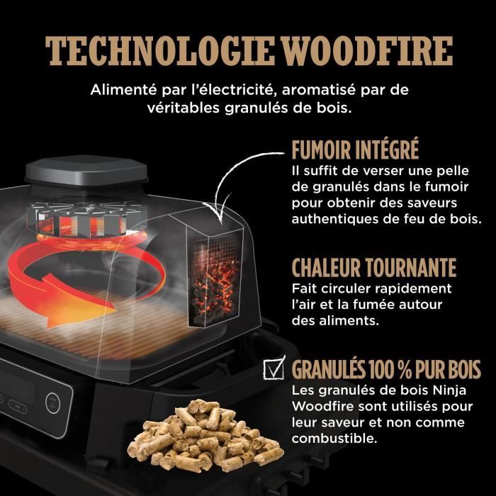 NINJA Electric Barbecue and Smoker - Woodfire OG701EU - 7 Cooking Programs
