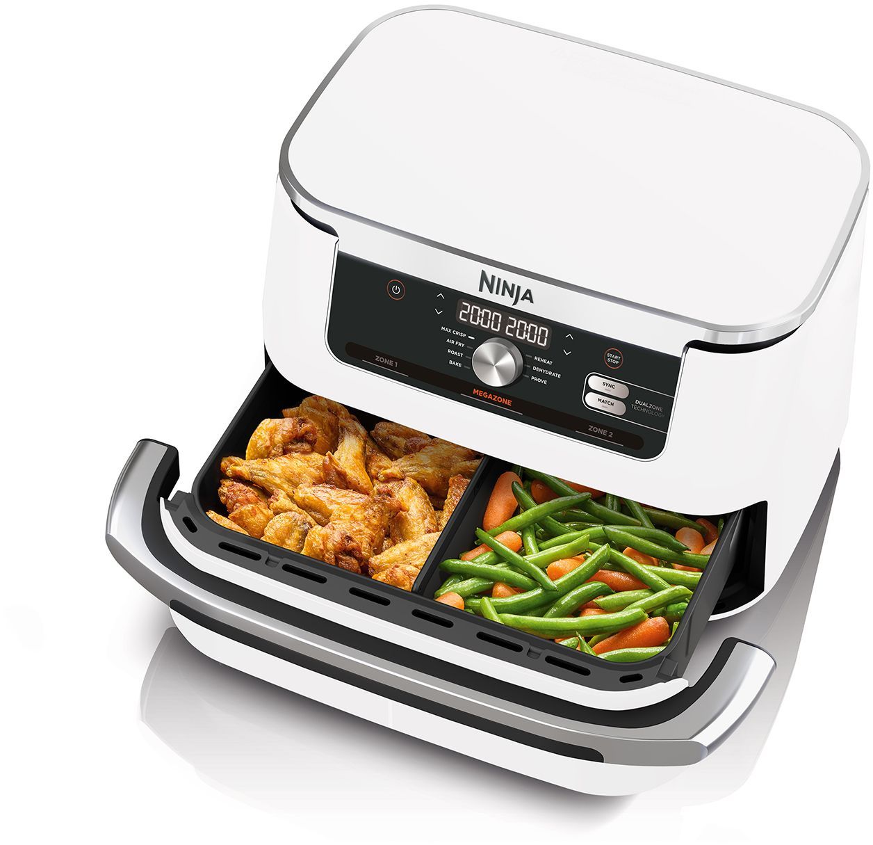 NINJA Foodi Flex AF500EUWH Air Fryer - 10.4 L Capacity - 7 Cooking Programs - White - 2470W