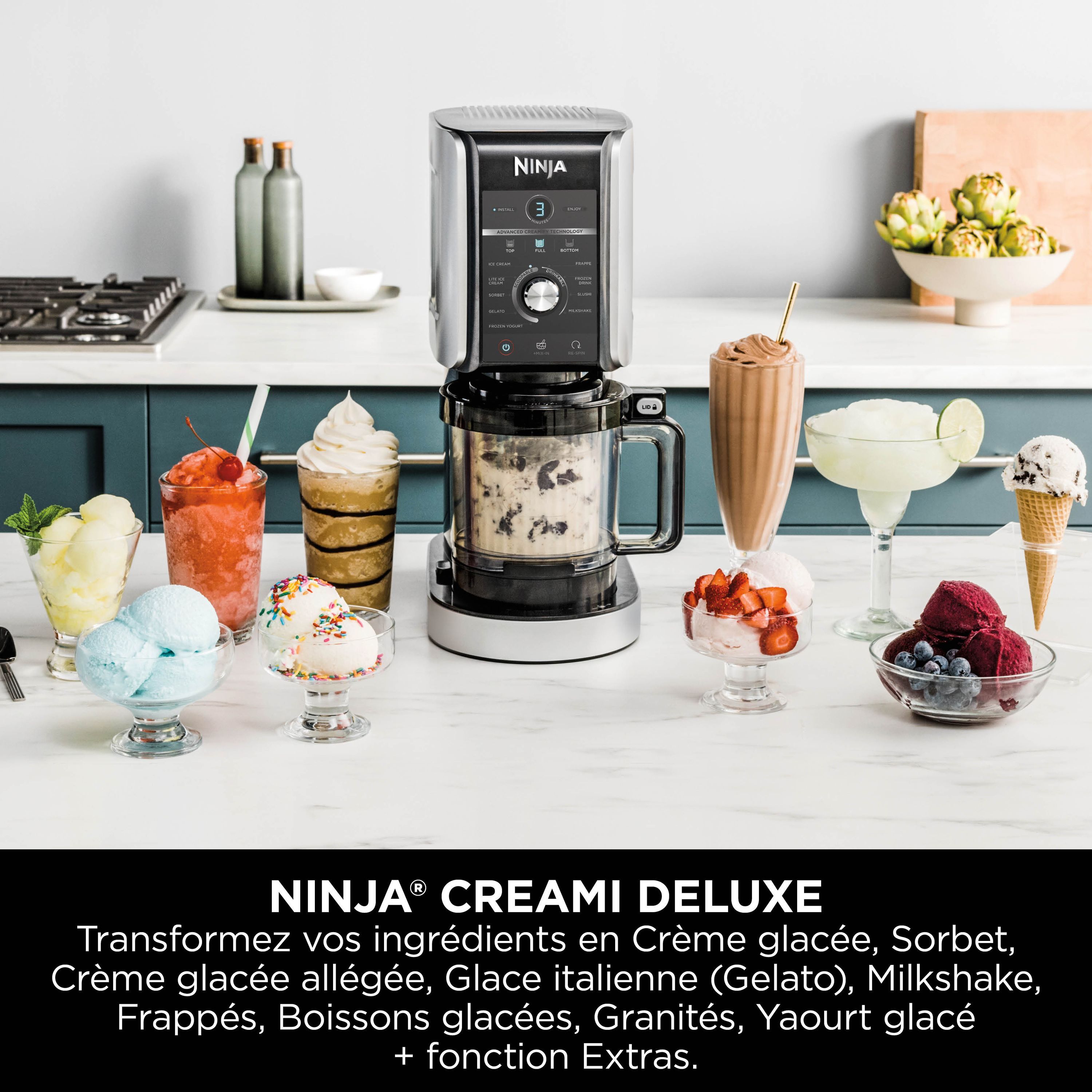 NINJA Ice Cream Maker - CREAMi Deluxe NC502EU - 2 x 709 ml Tubs Included - 10 Programs