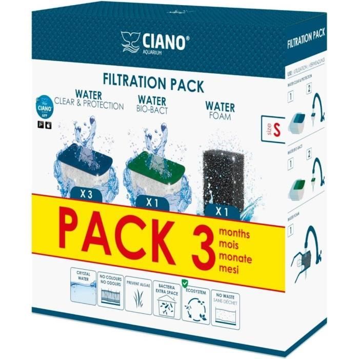 Ciano Size S Filter Cartridge Pack with 5 Cartridges for 3 Months of Quality Filtration
