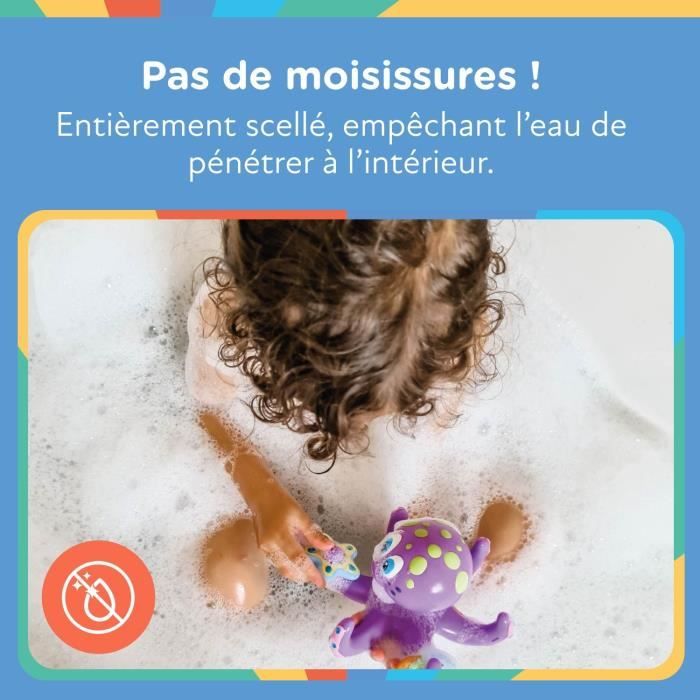 NUBY Interactive Floating Octopus Bath Toy with Rings, Purple