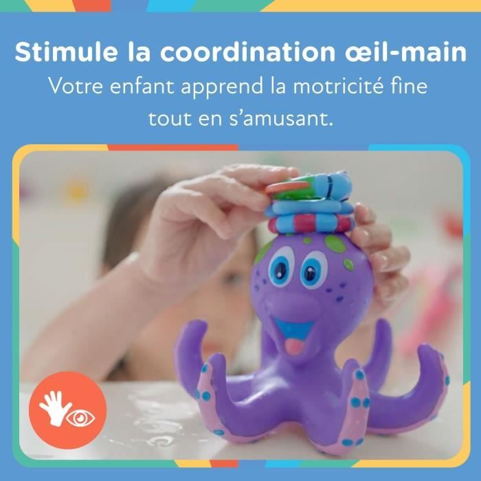 NUBY Interactive Floating Octopus Bath Toy with Rings, Purple