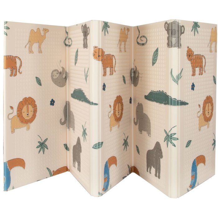 NUBY Reversible Play Mat - 200 x 150 x 1 cm - Lightweight & Foldable - Safari - From Birth