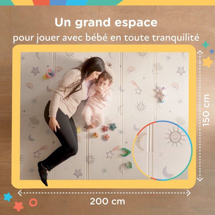 NUBY Reversible Playmat - 200 x 150 x 1 cm - Rainbow
