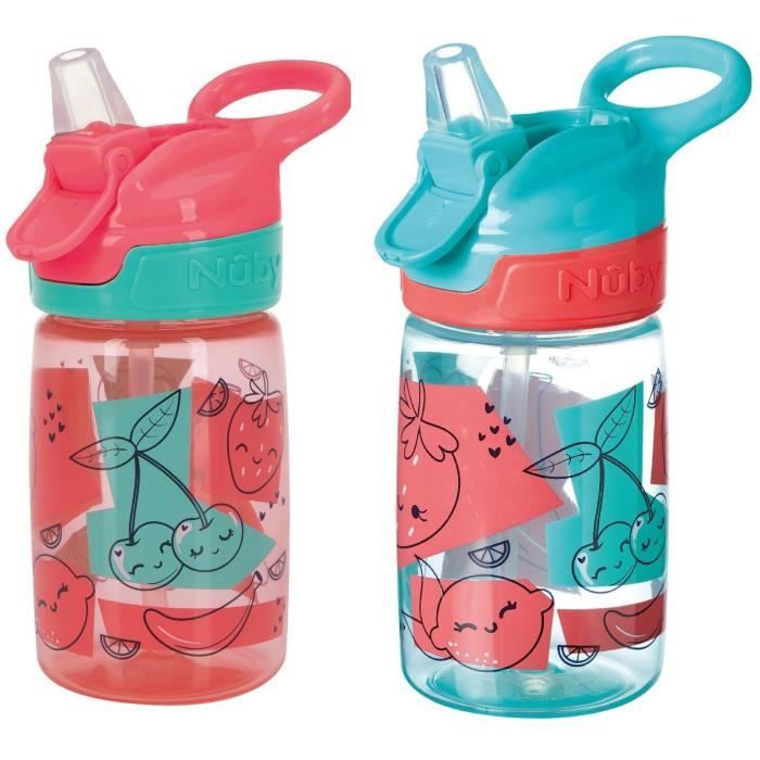 Lot de 2 gourdes - NUBY - Incredible Gulp - 360 ml - Fraises