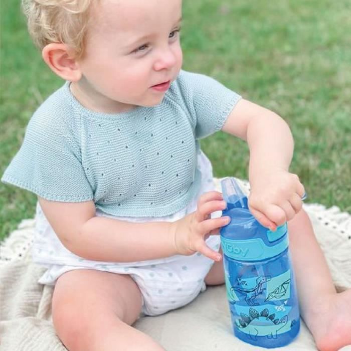 NUBY Water Bottle Set of 2 - Incredible Gulp - 360 ml - Dinosaurs