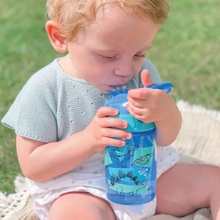 NUBY Water Bottle Set of 2 - Incredible Gulp - 360 ml - Dinosaurs
