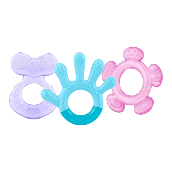 NUBY 3-Stage Teething Rings - 3 Step Teether - Refrigerator Safe - From 3 Months - Blue/ Purple/ Pink