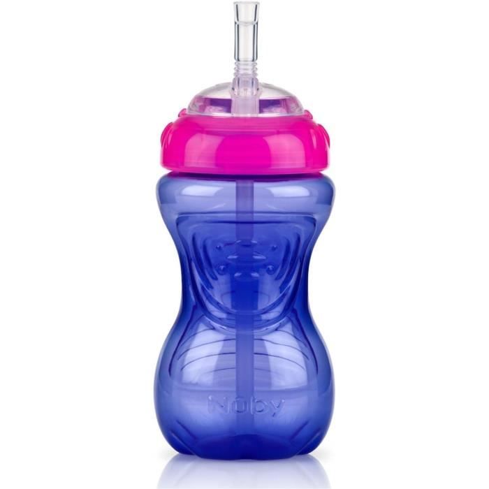 Lot de 3 tasses anti-fuite - NUBY - Paille flexible - Fille